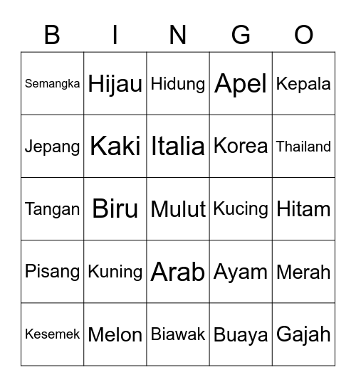 BENGEK BINGO Card