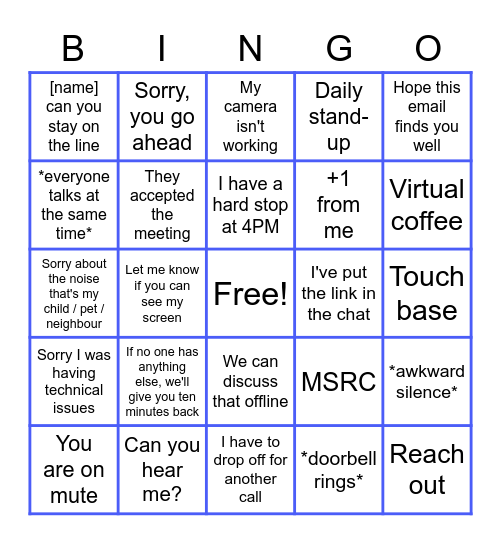 Microsoft Lingo Bingo Card