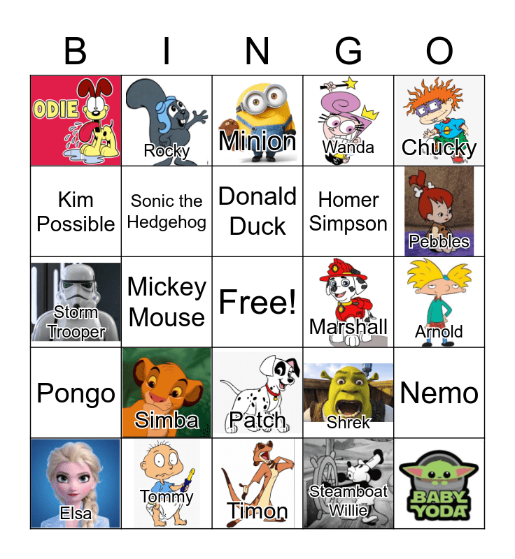 Disney Characters Bingo Card