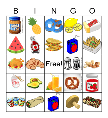 Food Bingo Card