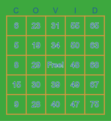 OneDigital COVID Game Bingo Card