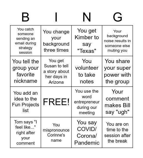 BI Advanced Bingo - No cheaters Bingo Card