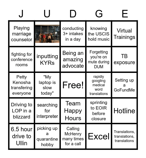 Detention Team BINGO Card