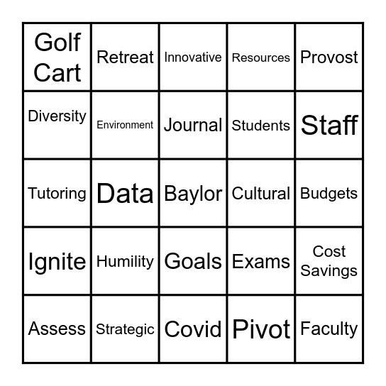 Fall 2020 PLFSC  Kick-Off Retreat Bingo Card