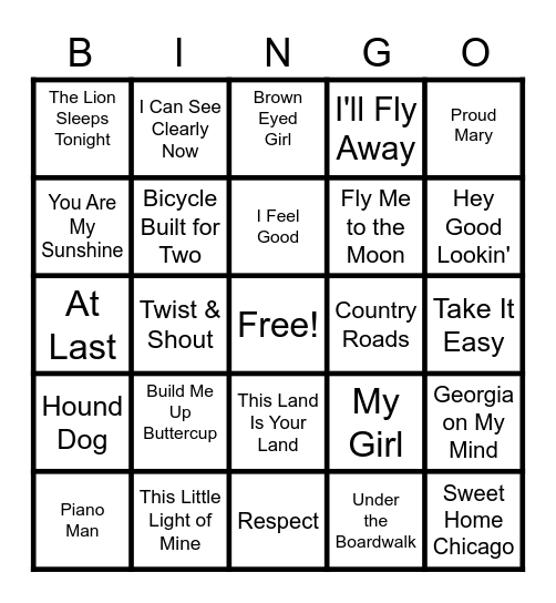 Musical  Bingo Card