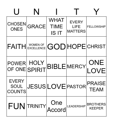 OAM Unity Fest 2014 Bingo Card