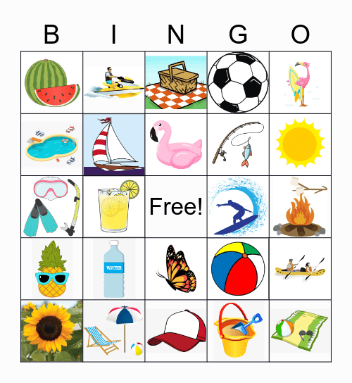 Summer Time Bingo Card