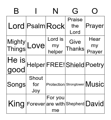 Psalms Bingo Card