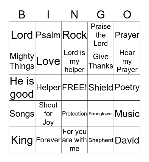 Psalms Bingo Card