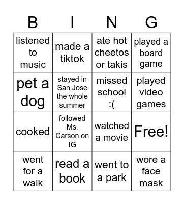 Untitled Bingo Card