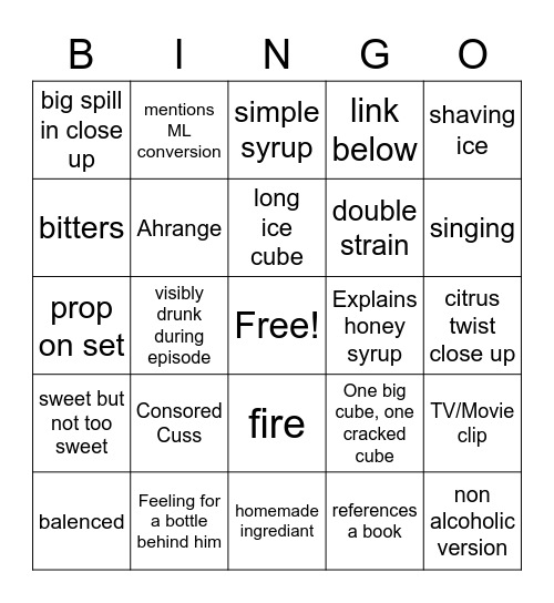 How to drink bingo Card