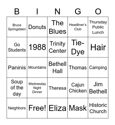 Chef Ray's 20th Anniversary Celebration Bingo Card