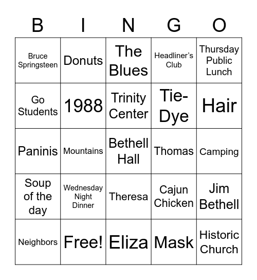 Chef Ray's 20th Anniversary Celebration Bingo Card