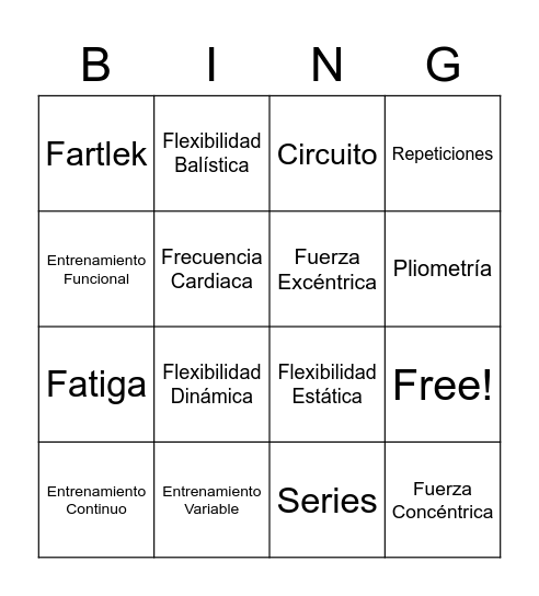 Conceptos Relacionados al Ejercicio Bingo Card