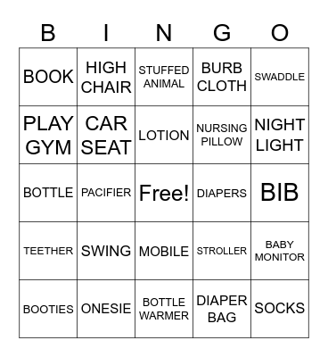 Baby Bingo Card