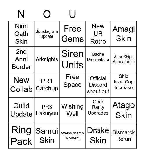 AL 2nd Anni Bingo Card