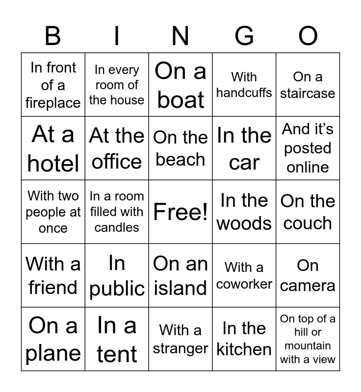 I’ve Had Sex Bingo Card