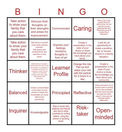 Profile Bingo Card