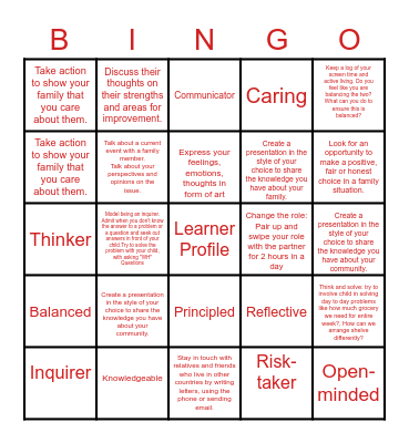 Profile Bingo Card