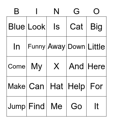 Sight Words! Bingo Card