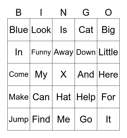Sight Words! Bingo Card