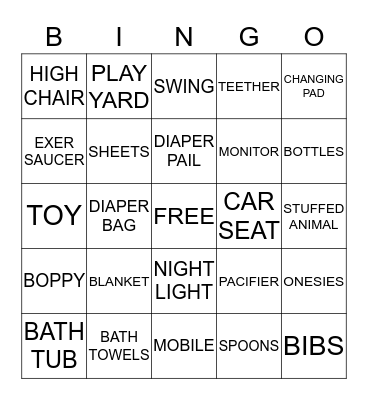 KRISSI & TOMMY'S BABY SHOWER Bingo Card