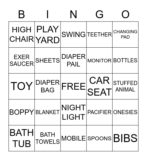 KRISSI & TOMMY'S BABY SHOWER Bingo Card