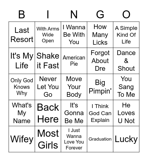 2000 - Part Two Bingo Card