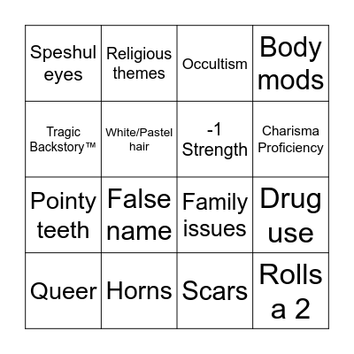 Khaos' new OC Bingo Card