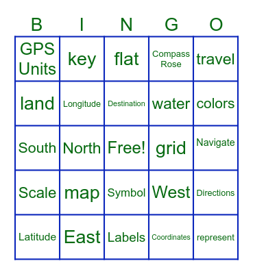 All About Maps Bingo Card