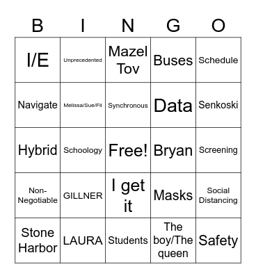 Tough Guy Bingo Card