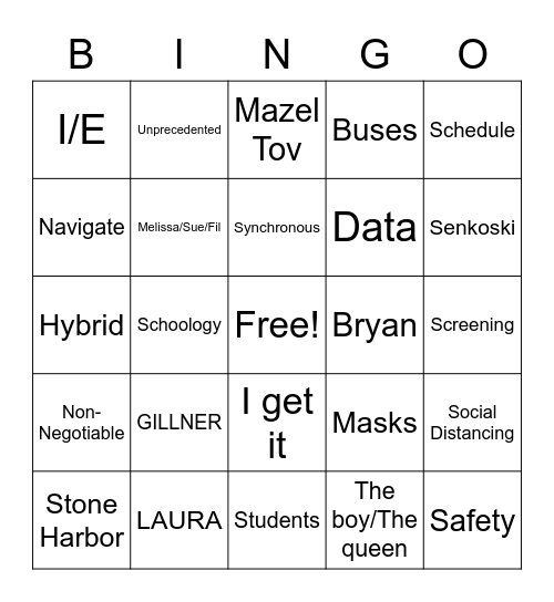Tough Guy Bingo Card