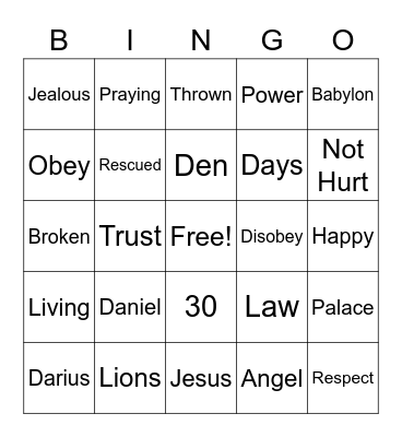 Bible Bingo 8/16 Bingo Card