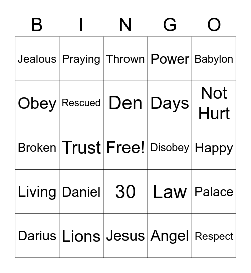 Bible Bingo 8/16 Bingo Card