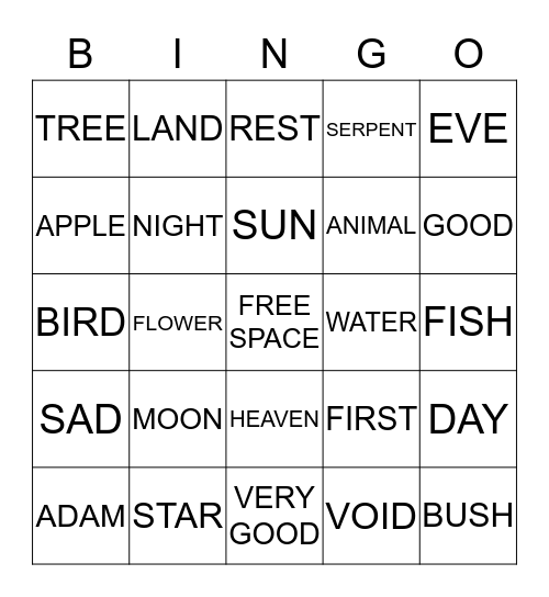 CREATION Bingo Card