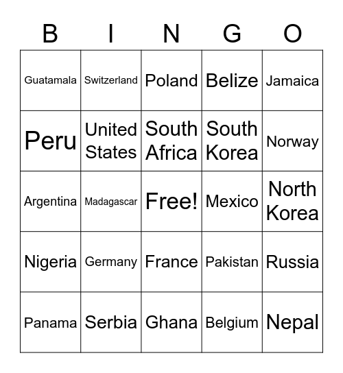 Travel Camp Bingo Card