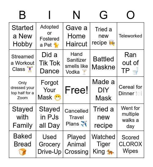 COVID Deployment Bingo Card