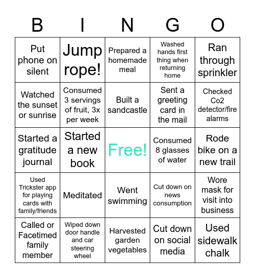 E. Simpson Bingo Card