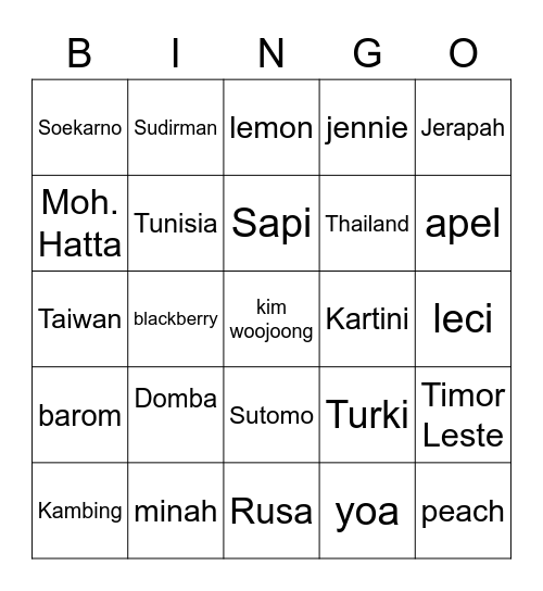 BINGO GIMMICK Bingo Card