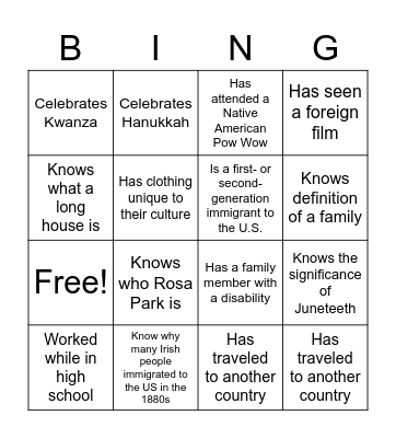 Diversity, Equity & Inclusion Bingo Card