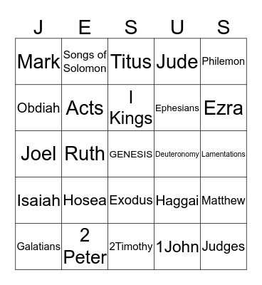 The Embassy Church Jesus Bingo Card