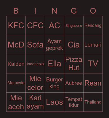 Kassandra's Bingo Card