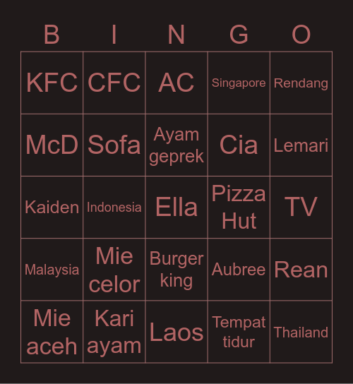 Kassandra's Bingo Card