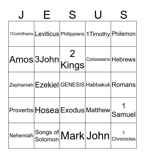 The Embassy Church Jesus Bingo Card