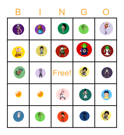 Baby Shower DBZ Bingo Card