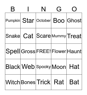 Halloween Bingo Card