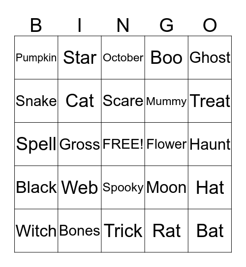 Halloween Bingo Card