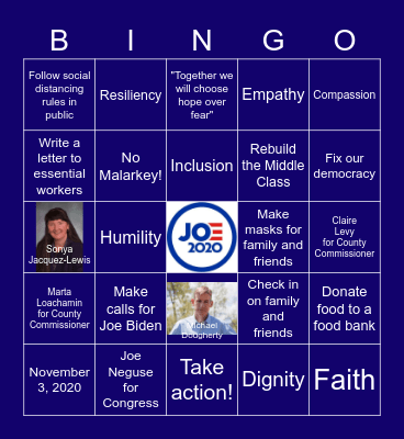 Precinct 312 Bingo for Biden-Harris Bingo Card