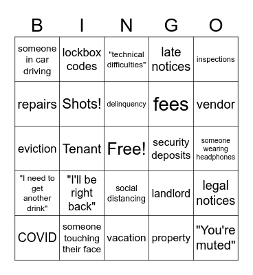NARPM Virtual Happy Hour Bingo Card
