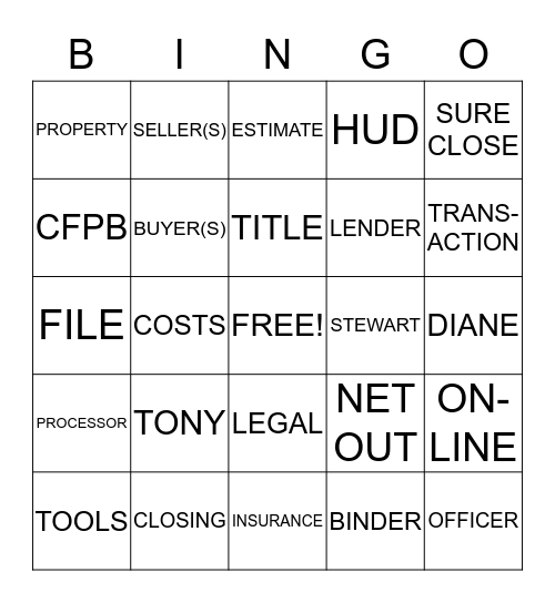Stewart Title Bingo! Bingo Card